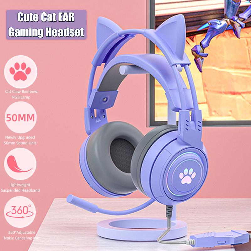Pc Gaming Y Monitor - Auriculares con orejas de gato para