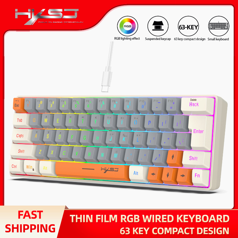 Teclado RGB USB con cable, 63  - Pc Gaming Orange reseña y precio
