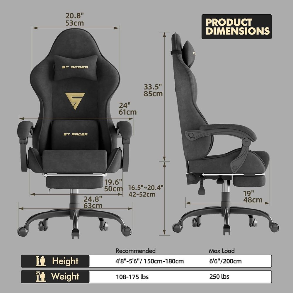 Silla de Juego Ergonómica de T - Pc Gaming Chair reseña y precio